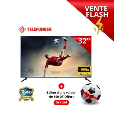 Téléviseur Telefunken 32" D2 LED HD Avec Récepteur Intégré prix tunisie