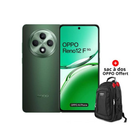 Smartphone Oppo Reno 12 F 5G 12Go 256Go Vert Olive + sac à dos oppo offert caractéristique et prix Tunisie
