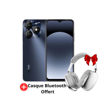 itel A70 noir + casque Bluetooth cadeau